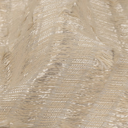 Ivory Fringed Waves Novelty Woven Detail