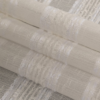 White Novelty Woven with Tactile Stripes Folded