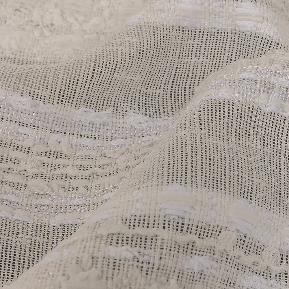 White Novelty Woven with Tactile Stripes Detail