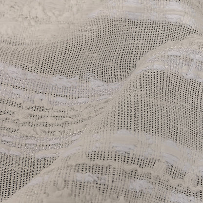 White Novelty Woven with Tactile Stripes Detail