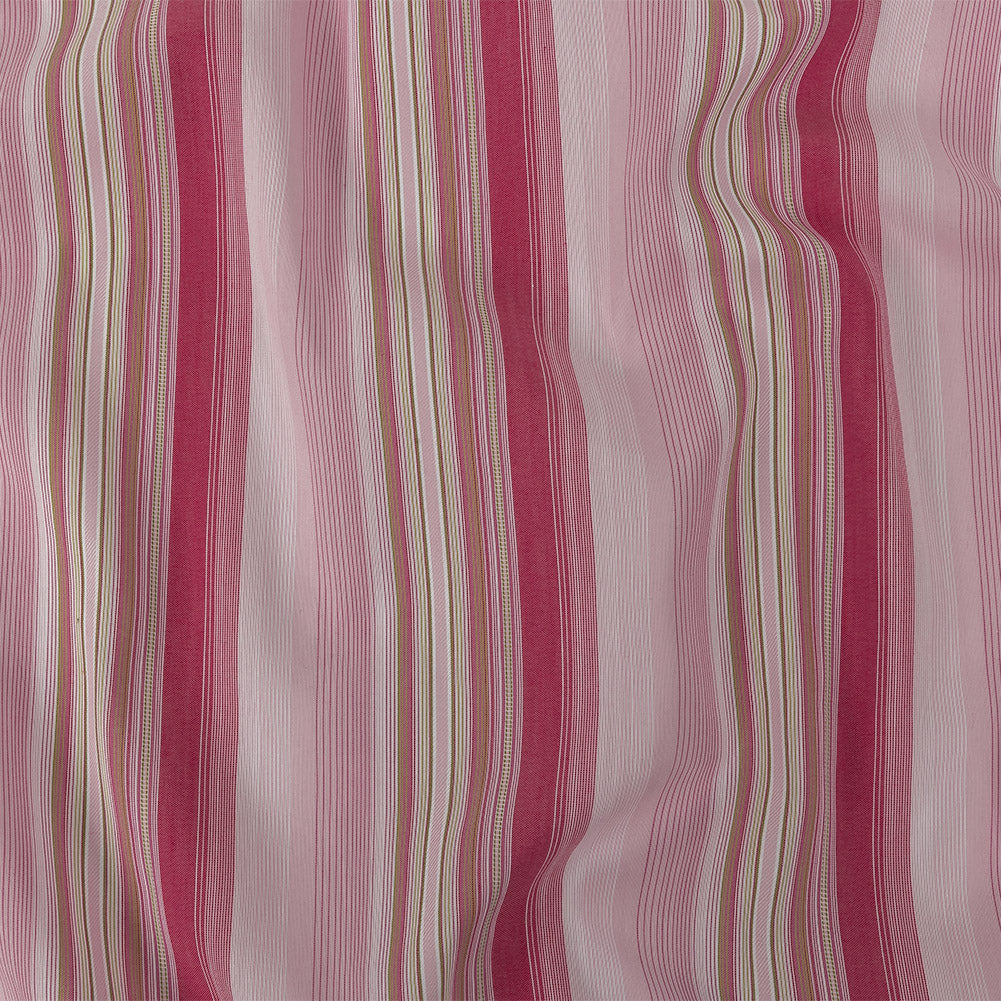 Pink and White Barcode Striped Cotton Voile