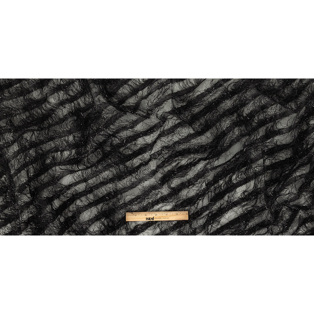 Novelty Metallic Black Regimental Striped Fringe on a Silk Base Full