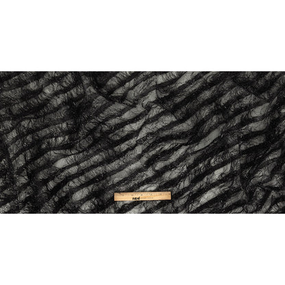 Novelty Metallic Black Regimental Striped Fringe on a Silk Base Full