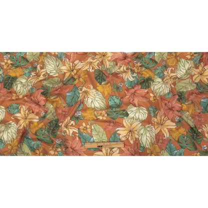 Tangerine and Celadon Tint Floral Viscose Batiste Full
