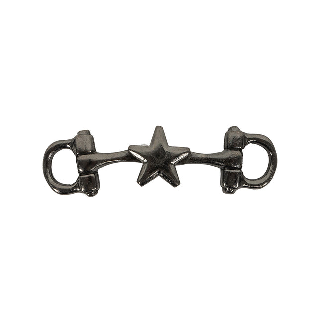 Gunmetal Star Decorative Strap Connector - 1.875" x 0.5"