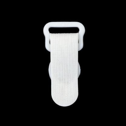 White Non-Detachable Plastic Garter Clip for 3/8" Strap Detail