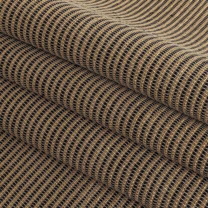 Gunpowder, Golden Egg, and Oatmeal Raised Stripes Blended Cotton Woven Folded