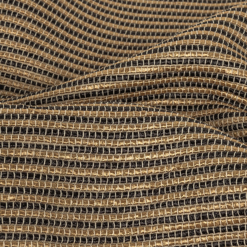 Gunpowder, Golden Egg, and Oatmeal Raised Stripes Blended Cotton Woven Detail