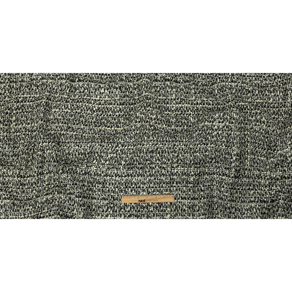Alvin Valley Cannoli Cream, Black and Metallic Silver Boucled Wool Tweed Full