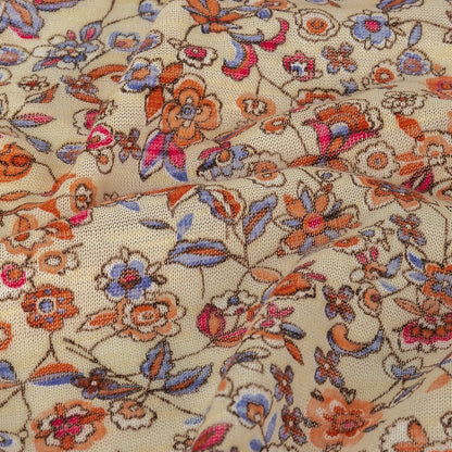 Shell, Red, and Blue Floral Polyester Jersey Detail