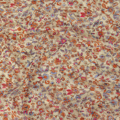 Shell, Red, and Blue Floral Polyester Jersey