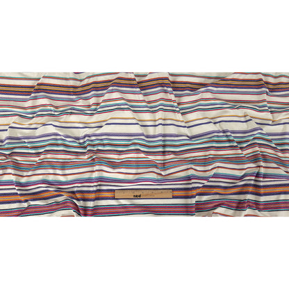 White Rayon Jacquard Knit with Multicolor Stripes Full