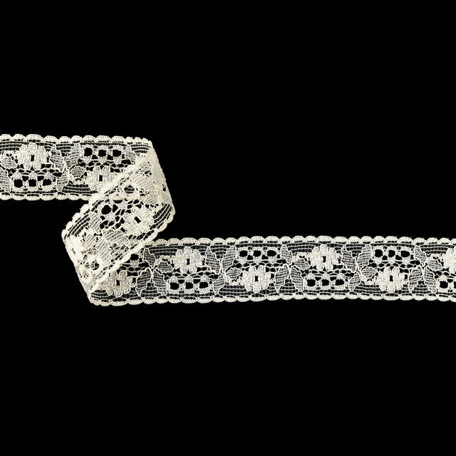 Beige Bordered Lace Trimming - 1.125"