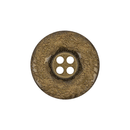 Gold Floral Iridescent Rolled Rim 4-Hole Nylon Button - 36L/23mm