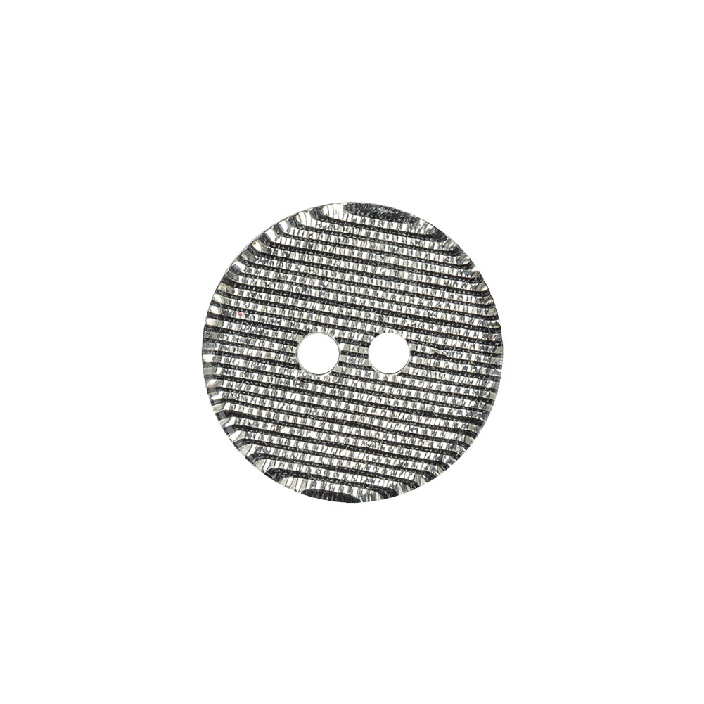 Silver Striated 2-Hole Plastic Saucer Button - 28L/18mm