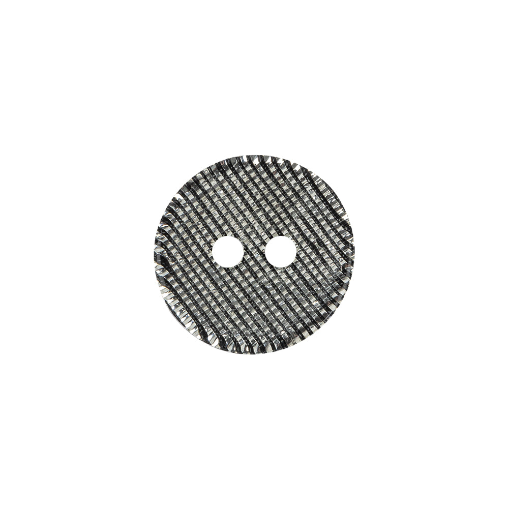 Silver Striated 2-Hole Plastic Saucer Button - 24L/15mm