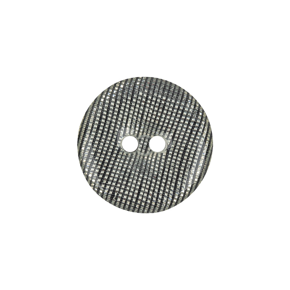 Silver Striated Rolled Rim 2-Hole Plastic Button - 32L/20mm