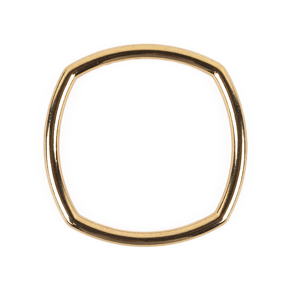 Bright Gold Rounded Square Metal Ring - 35mm