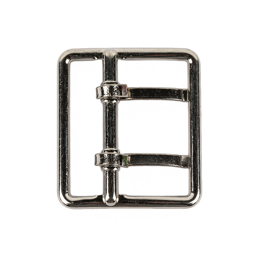 Satin Nickel Double Tongue Metal Buckle - 36mm Detail