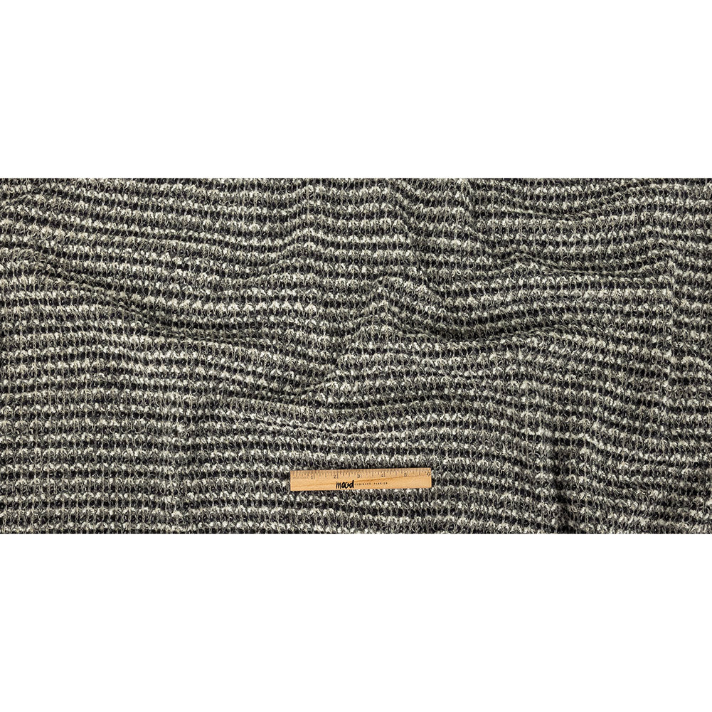 Sugar Swizzle, Gray, and Navy Textured Stripes Chunky Sweater Knit Full