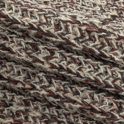 Oxblood Red, Charcoal, and White Alyssum Chunky Boucled Wool Knit Folded