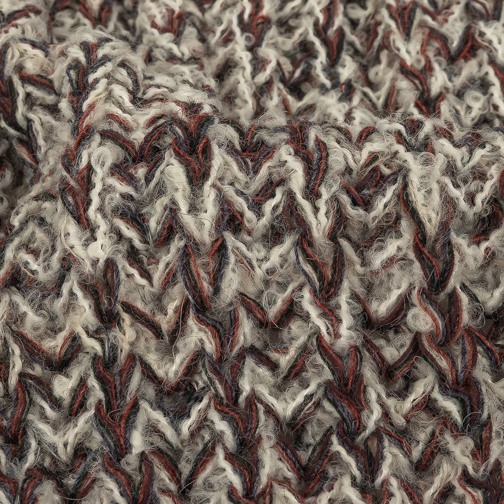 Oxblood Red, Charcoal, and White Alyssum Chunky Boucled Wool Knit Detail