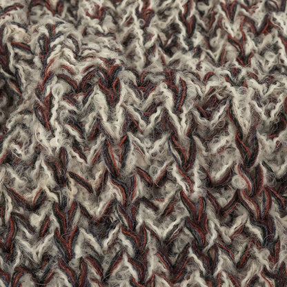 Oxblood Red, Charcoal, and White Alyssum Chunky Boucled Wool Knit Detail