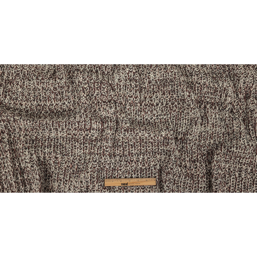 Oxblood Red, Charcoal, and White Alyssum Chunky Boucled Wool Knit Full