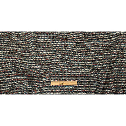 Teal, Russet Brown, and White Striped Chunky Sweater Knit Full