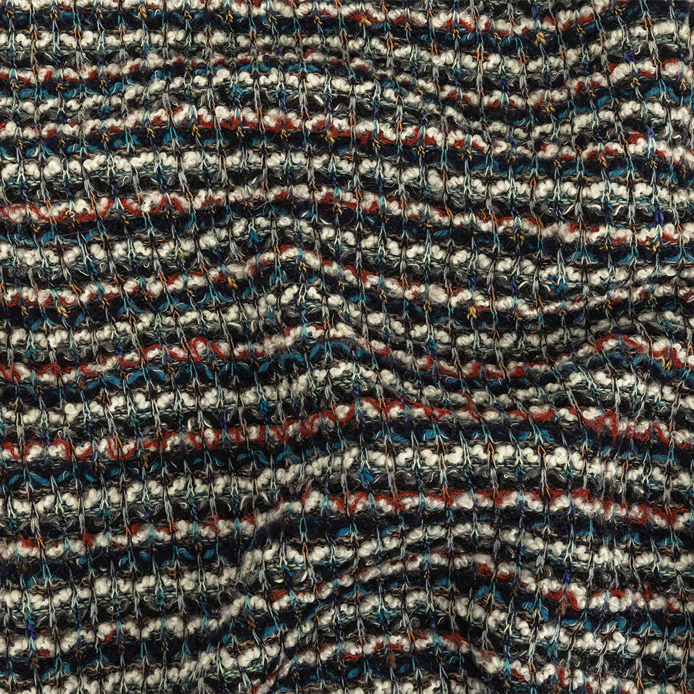 Teal, Russet Brown, and White Striped Chunky Sweater Knit