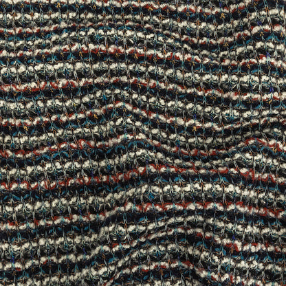 Teal, Russet Brown, and White Striped Chunky Sweater Knit