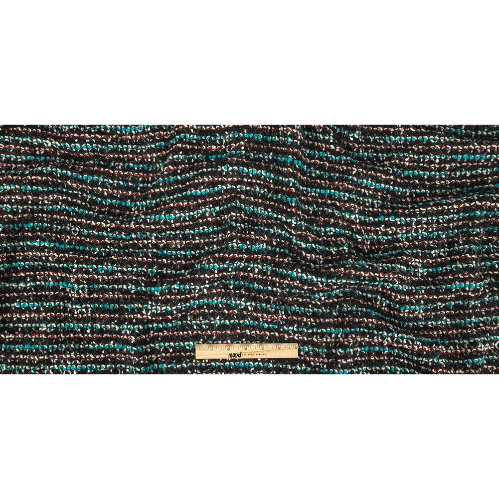 Black, Red, and Algiers Blue Boucled Wool Knit Full