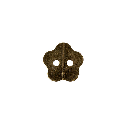 Light Bronze Nailshead Textured 2-Hole Metal Flower Button - 20L/12.5mm Detail