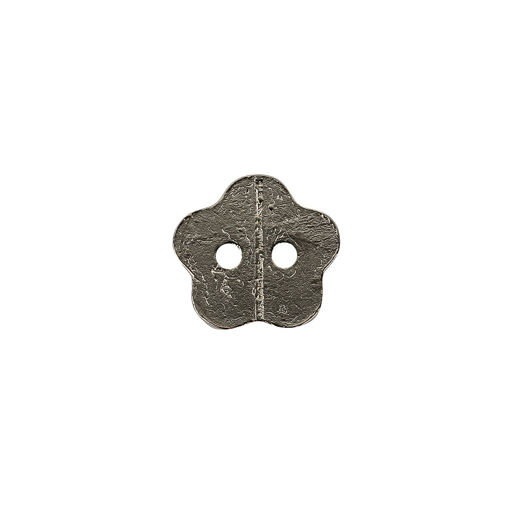 Nickel Nailshead Textured 2-Hole Metal Flower Button - 20L/12.5mm Detail