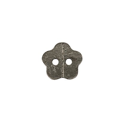 Nickel Nailshead Textured 2-Hole Metal Flower Button - 20L/12.5mm Detail