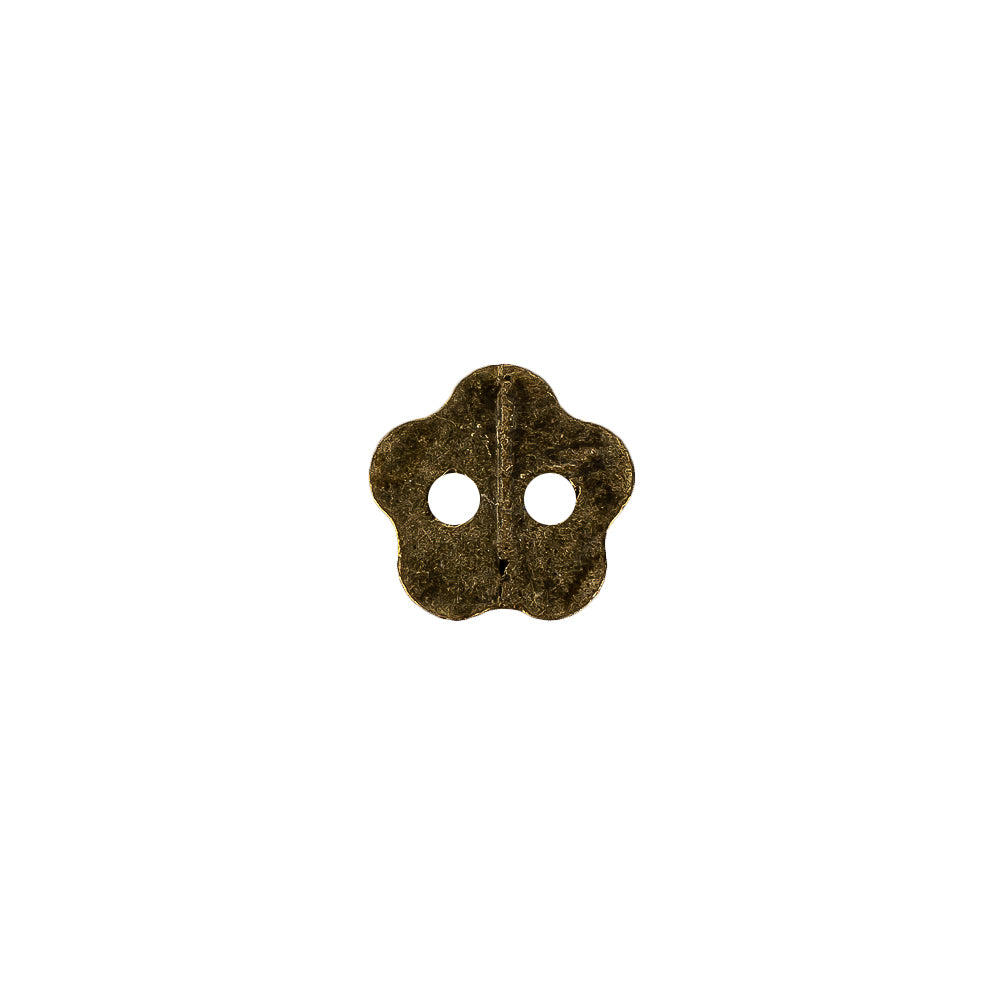 Light Bronze Nailshead Textured 2-Hole Metal Flower Button - 17L/10.5mm Detail