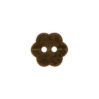 Bronze Concave 2-Hole Metal Flower Button - 24L/15mm Detail