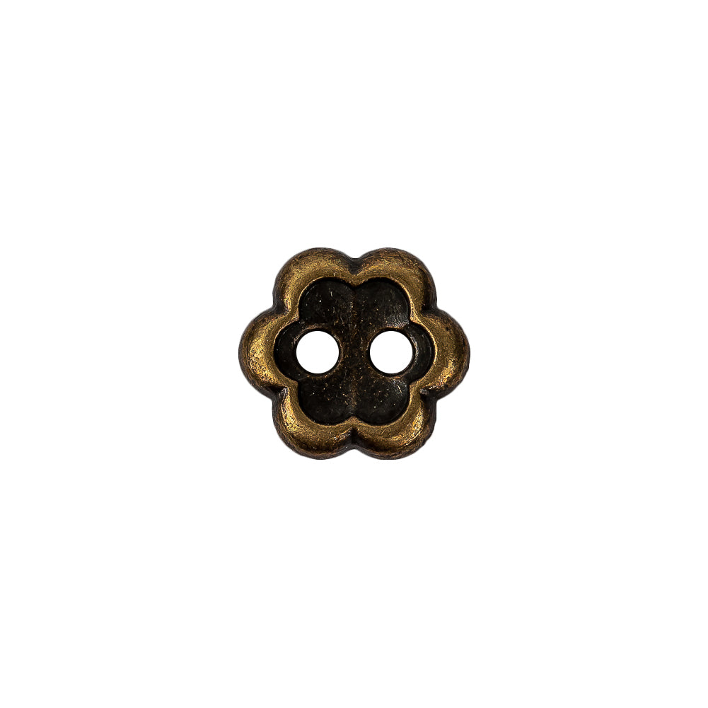 Bronze Concave 2-Hole Metal Flower Button - 20L/12.5mm