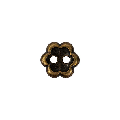 Bronze Concave 2-Hole Metal Flower Button - 20L/12.5mm
