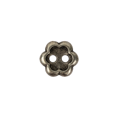 Silver Concave 2-Hole Metal Flower Button - 20L/12.5mm