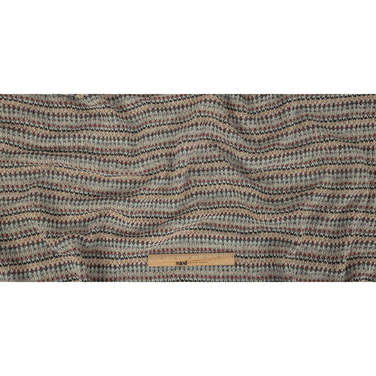 Italian Light Gray, Red and Saffron Striped Wool Sweater Knit Full