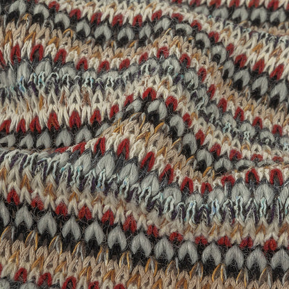 Italian White, Red and Saffron Striped Wool Sweater Knit Detail