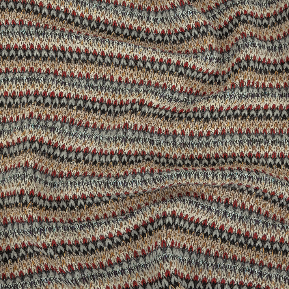 Italian White, Red and Saffron Striped Wool Sweater Knit