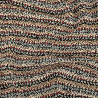 Italian White, Red and Saffron Striped Wool Sweater Knit