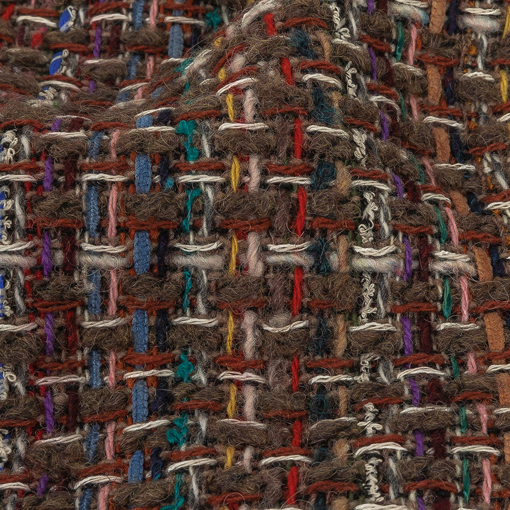 Italian Taupe, Olive and Multicolor Blended Wool Tweed Detail