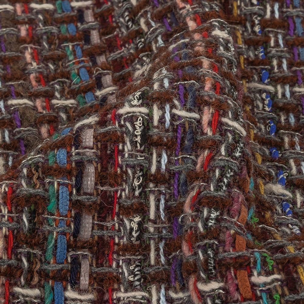 Italian Chocolate Multicolor Blended Wool Tweed Detail