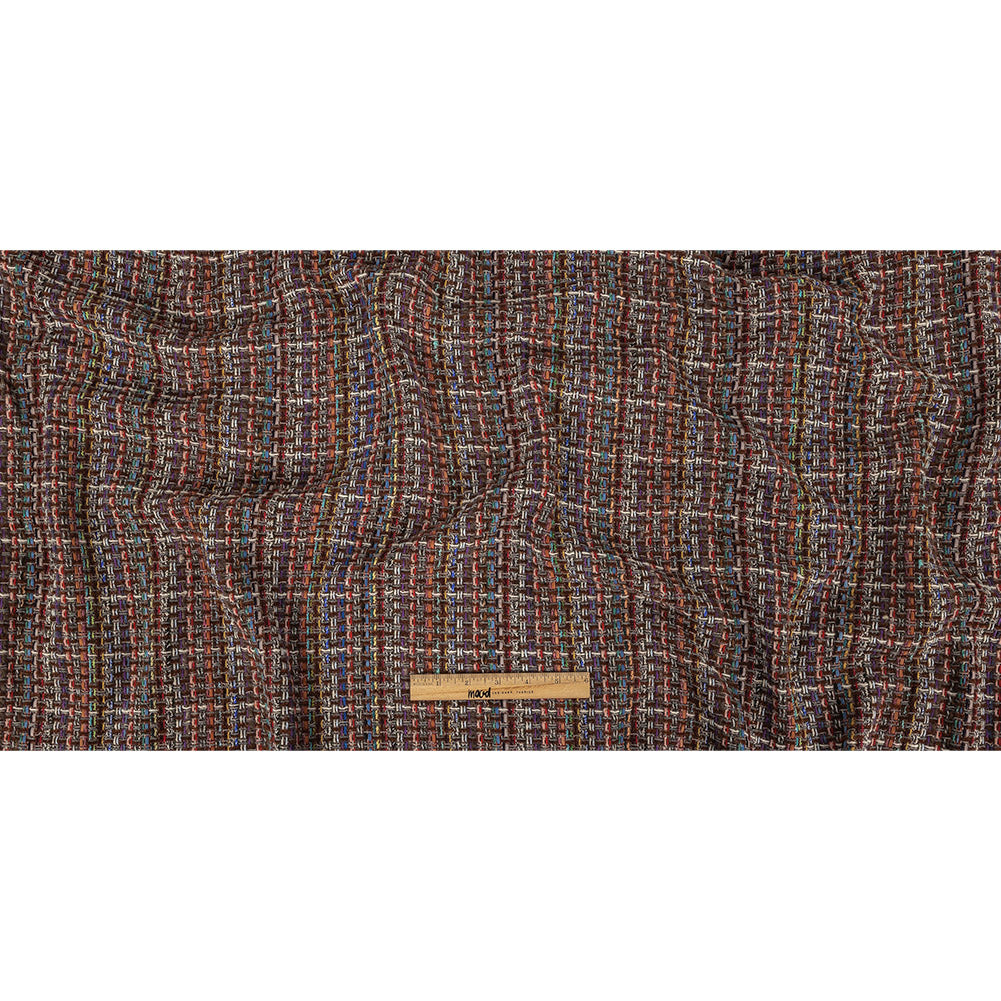 Italian Chocolate Multicolor Blended Wool Tweed Full