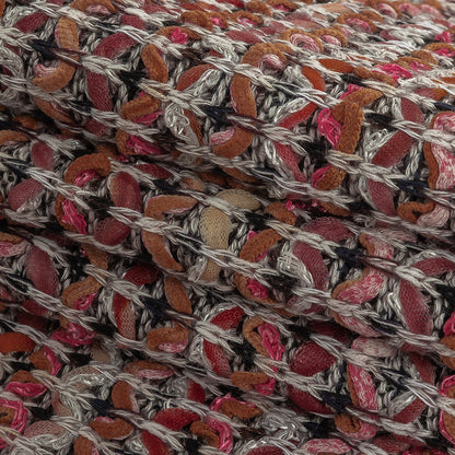 Pink, Peach and Gray Textured Stripes Sweater Knit Folded