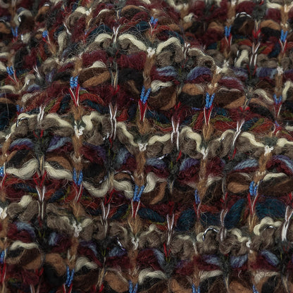 Burgundy, Gray Green and White Loopy Wool Sweater Knit Detail