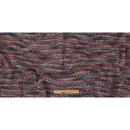 Navy, White and Neon Pink Loopy Stripes Wool Sweater Knit Full